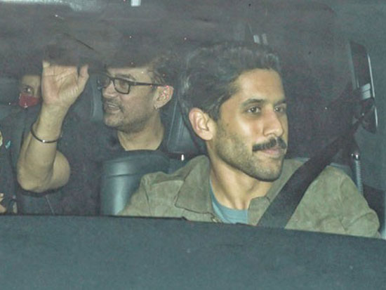 Nagachaitanya Aamir Khan papped in Hyderabad